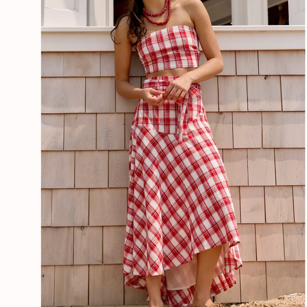NWT Free People After You Set red And White plaid - Picture 1 of 12